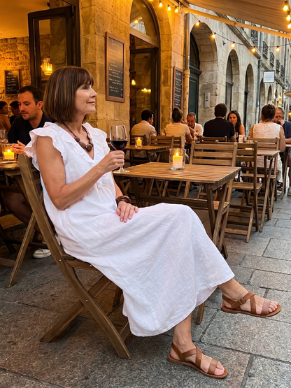 Women's Sleeveless Midi Dress with Ruffle Trim for Summer