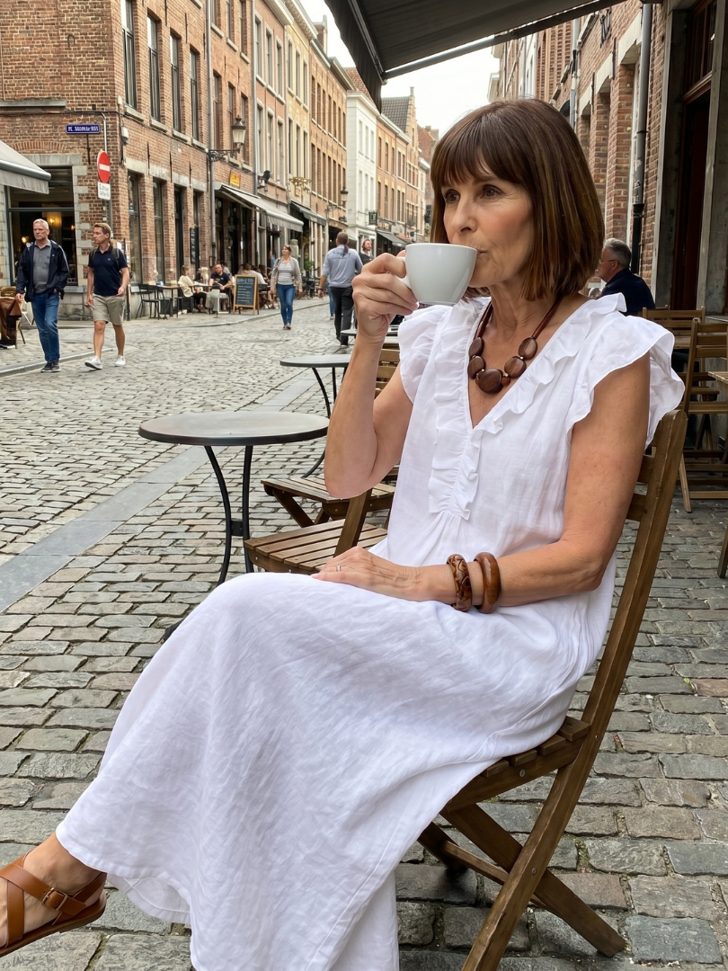 Women's Sleeveless Midi Dress with Ruffle Trim for Summer