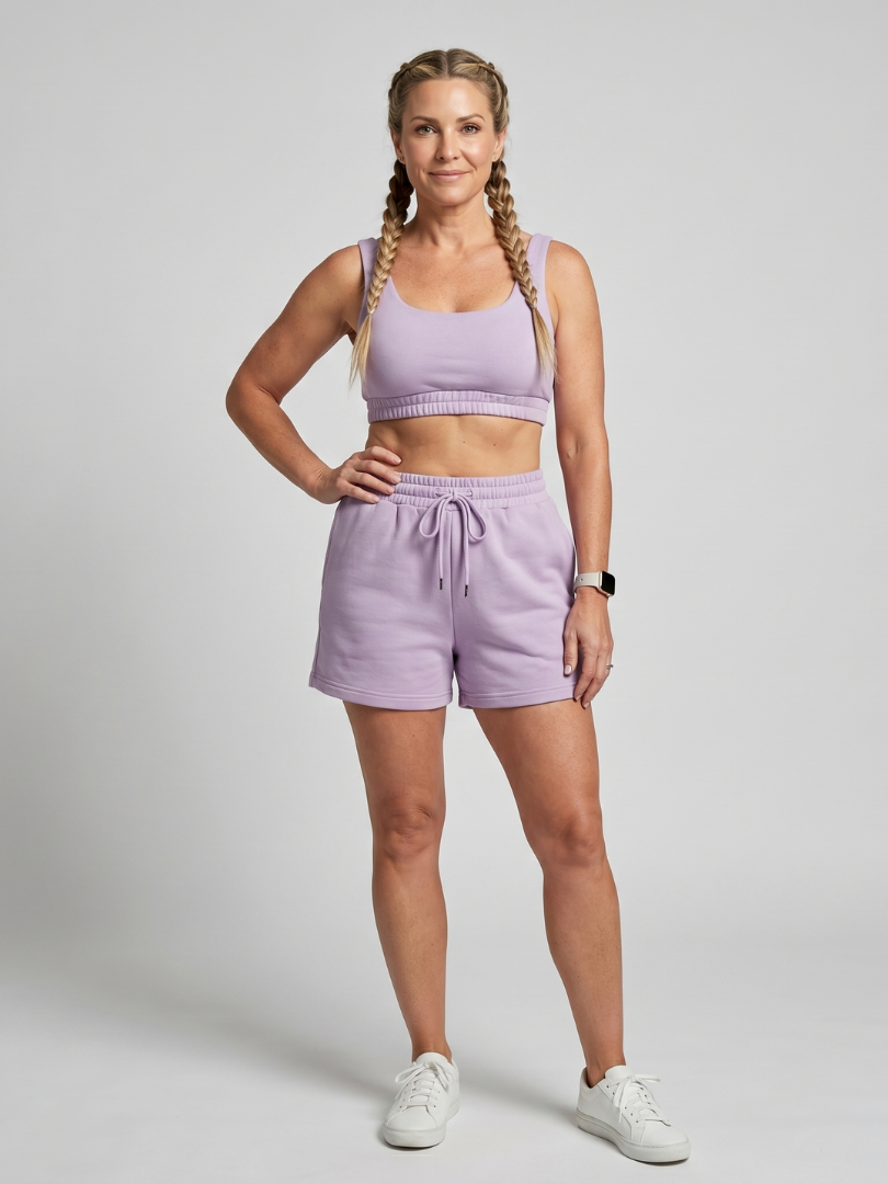 Women's Sleeveless Scoop Neck Crop Top And Shorts Set with Elastic Waist