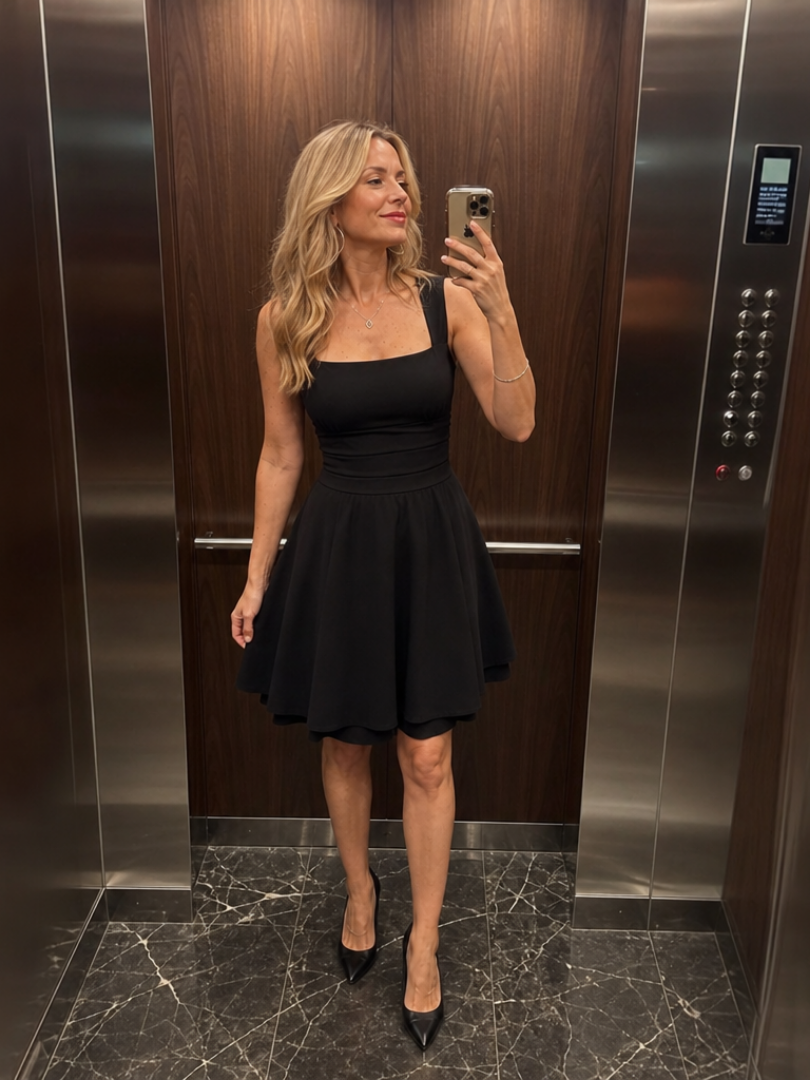 Women's Sleeveless Square-Neck Dress with Ruched Waist