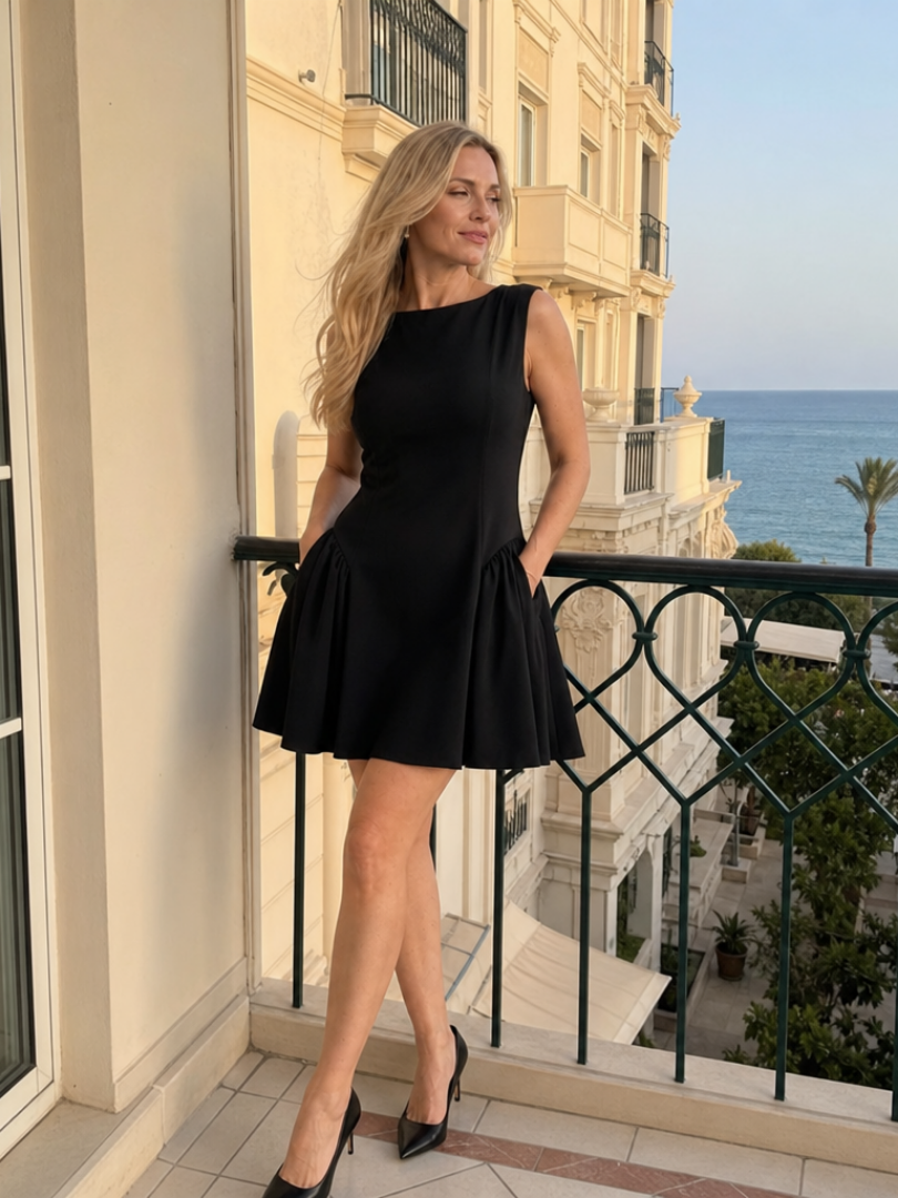 Women's Sleeveless Structured Flared Mini Dress for Cocktail