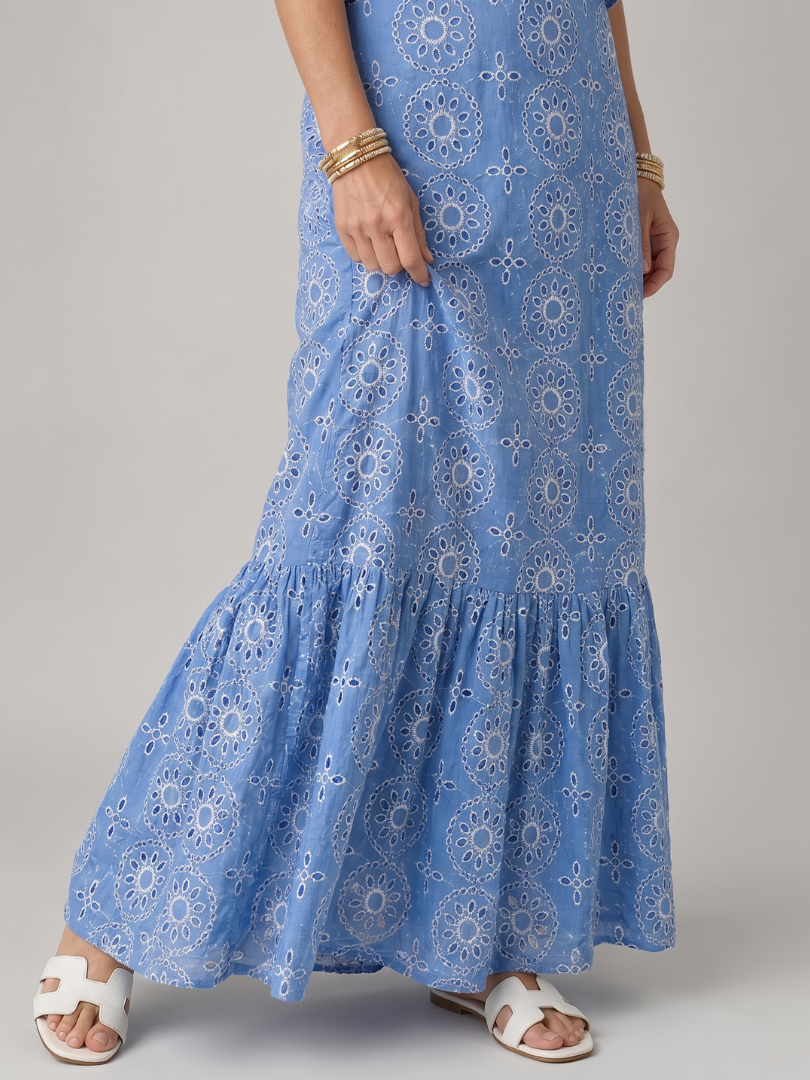 Women's Sleeveless Summer Midi Dress with Ruffle Detail