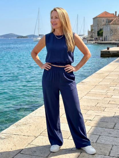 Women's Sleeveless Top &amp; Pants Set with Elastic Waist