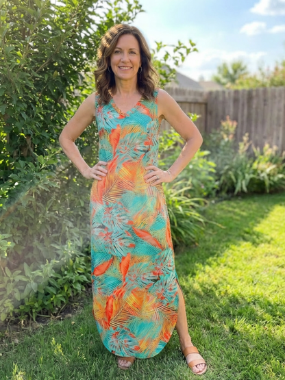 Women's Sleeveless V-Neck Maxi Dress with Pockets for Party