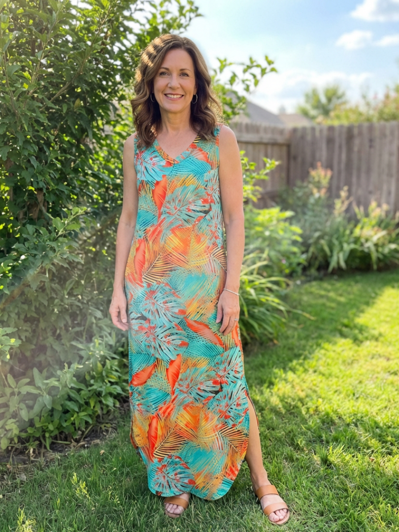 Women's Sleeveless V-Neck Maxi Dress with Pockets for Party