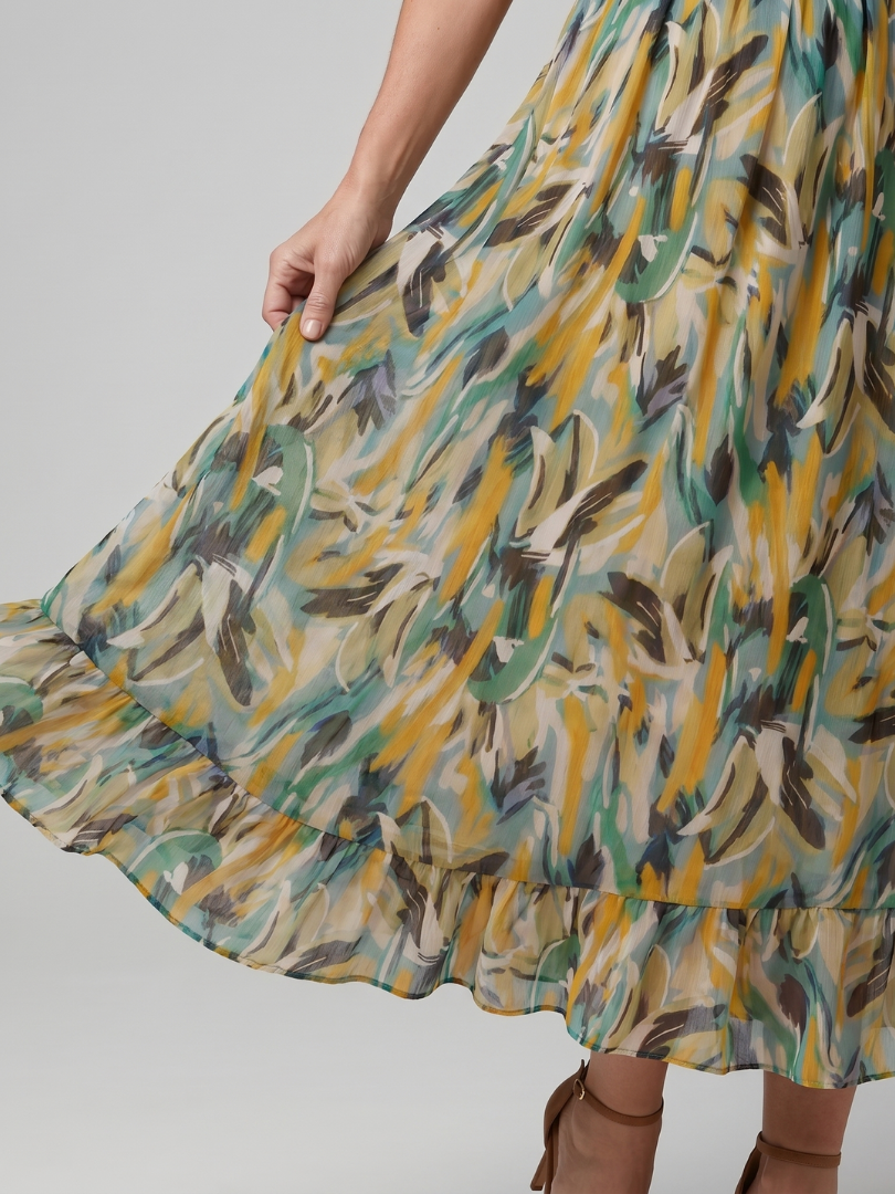 Women's Spaghetti Strap Midi Dress with Abstract Print
