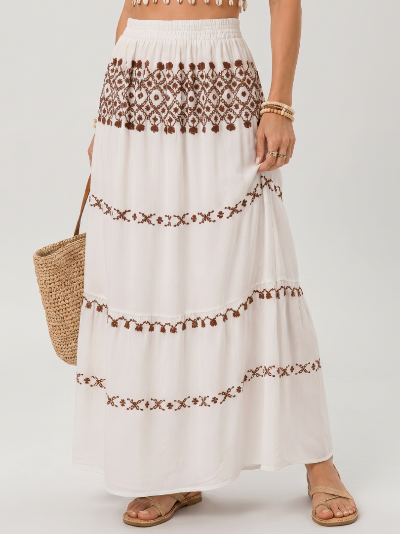 Women's Spaghetti Strap Midi Dress with Embroidered Detail