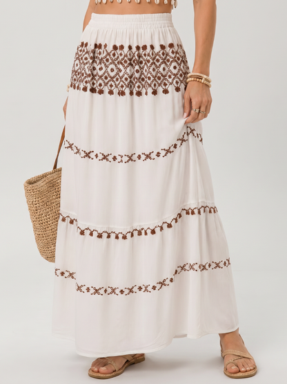 Women's Spaghetti Strap Midi Dress with Embroidered Detail
