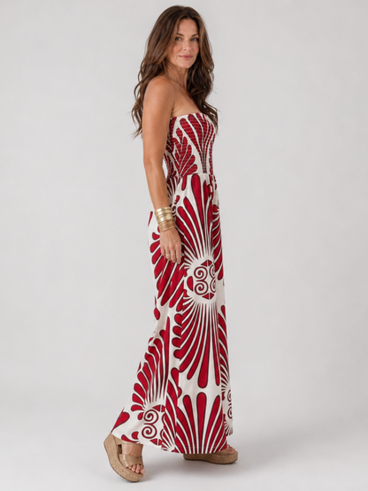 Women's Strapless Maxi Dress with Flowing Silhouette for Resort Days