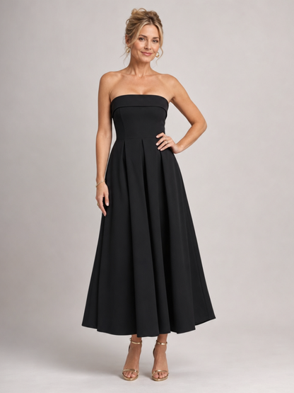 Women's Strapless Midi Dress with Bodice for Events