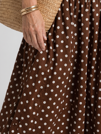 Women's Strapless Midi Dress with Polka Dot for Summer Days