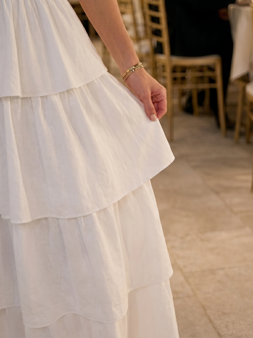 Women's Strapless Midi Dress with Smocked Bodice for Summer