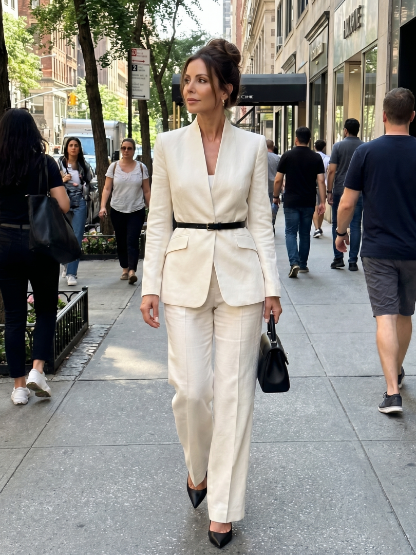 Women's Tailored Suit with Stand Collar for Formal Occasions