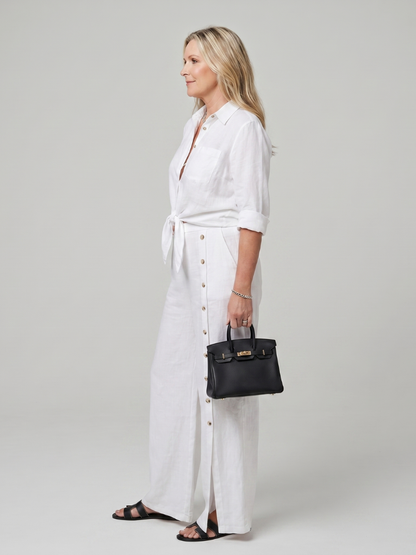 Women's Tie Front Top Set with Wide Leg Pants for Casual