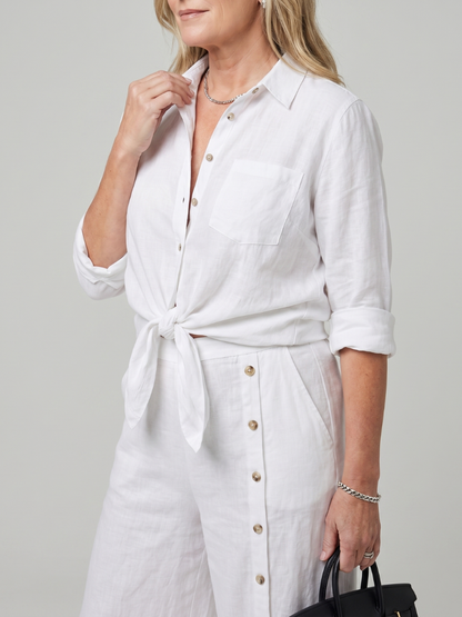 Women's Tie Front Top Set with Wide Leg Pants for Casual