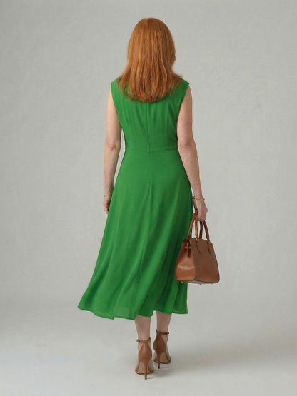 Women's Tie Midi Dress with Waist Tie for Everyday Wear