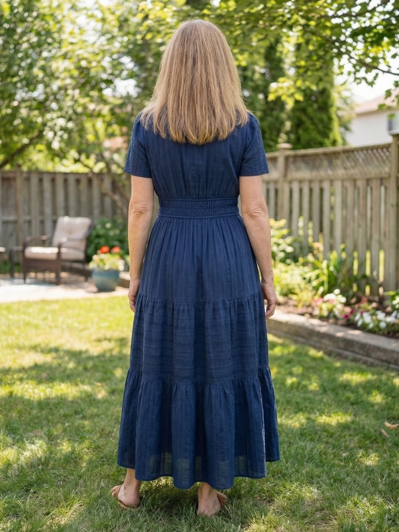 Women's Tiered Maxi Dress with Smocked Waist for Summer Outing