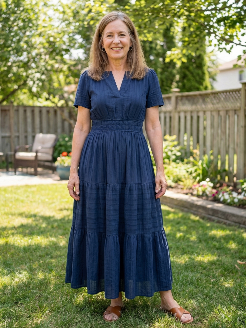 Women's Tiered Maxi Dress with Smocked Waist for Summer Outing