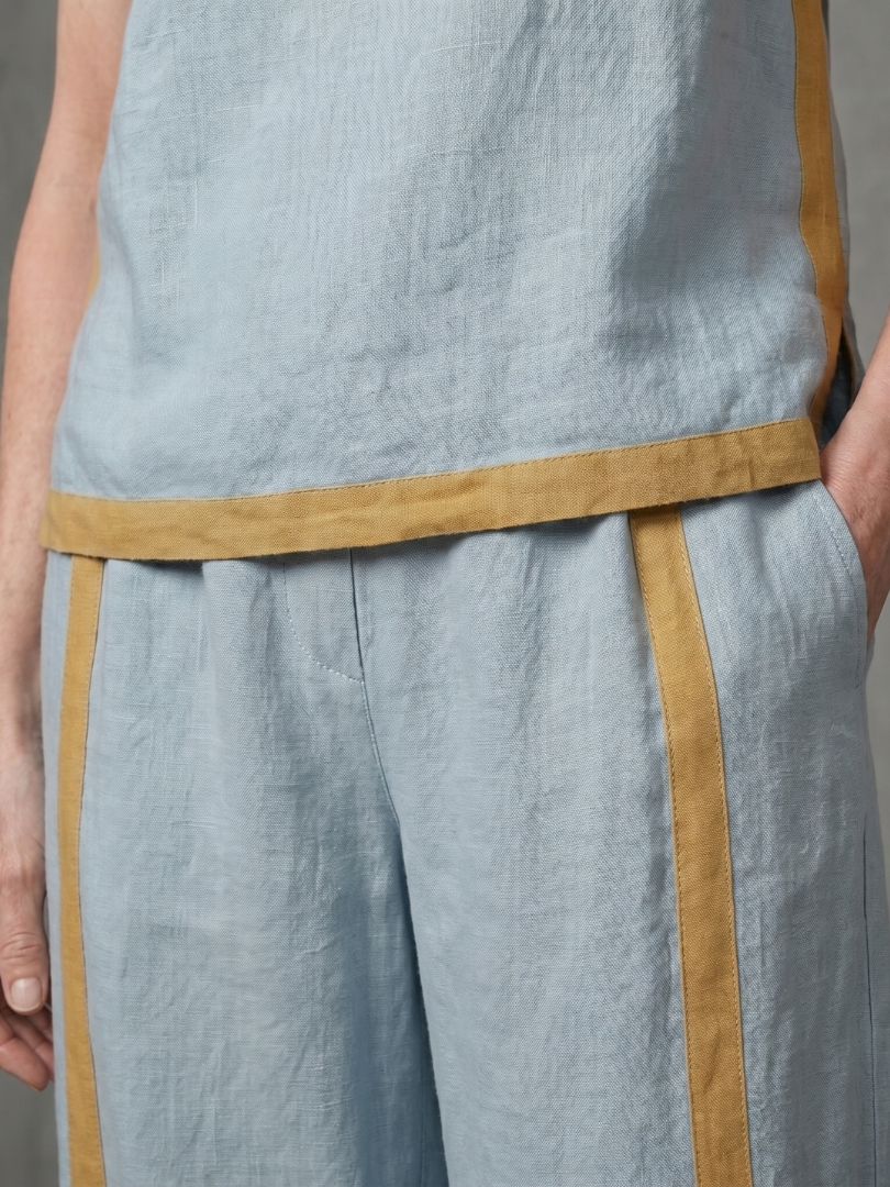 Women's Top & Wide-Leg Pants Set with Trim for Everyday