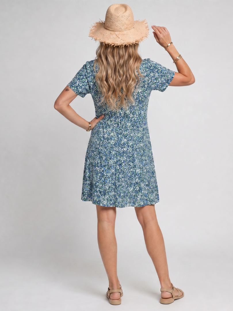 Women's Tropical Print Knee-Length Dress with V-neck