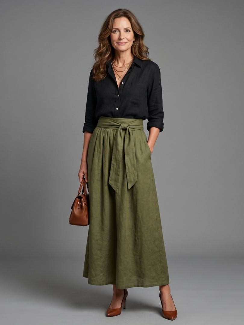 Women's Two Piece Set with Lightweight Blouse for Everyday