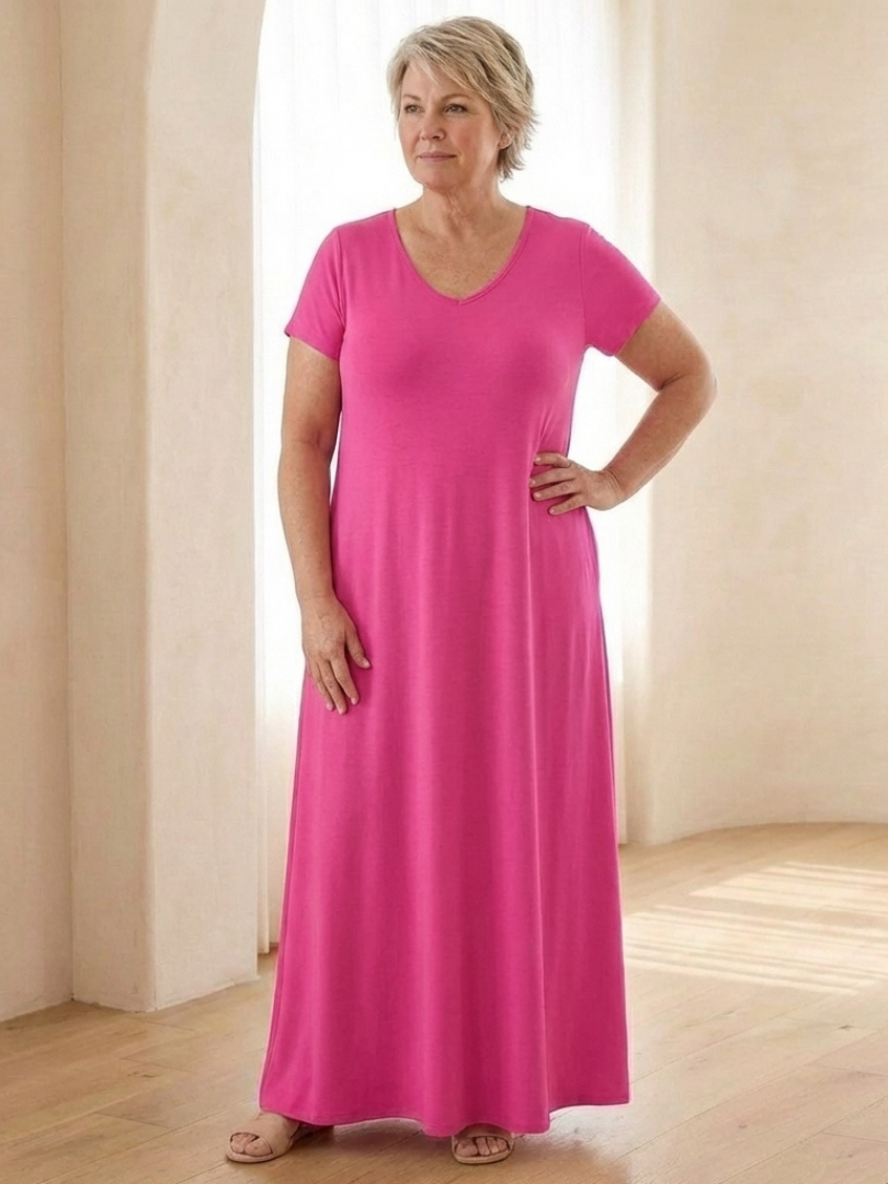 Women's V-Neck Maxi Dress with Pockets for Everyday
