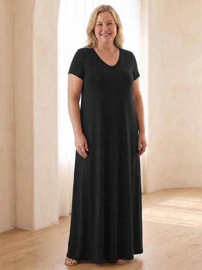 Women's V-Neck Maxi Dress with Pockets for Everyday