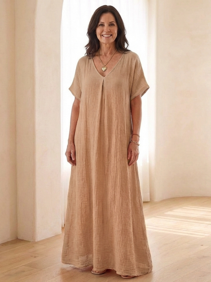 Women's V Neck Midi Dress with Relaxed Fit for Everyday