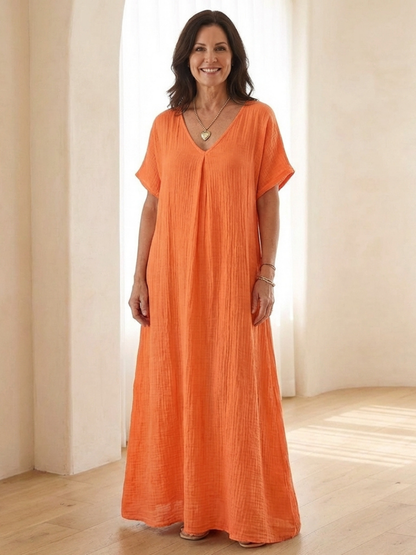 Women's V Neck Midi Dress with Relaxed Fit for Everyday