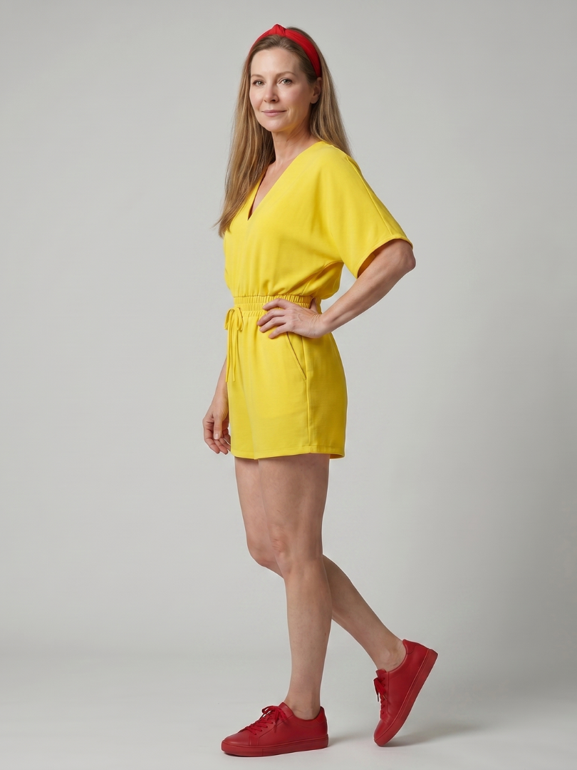 Women's V-Neck Romper with Cold Shoulder for Summer