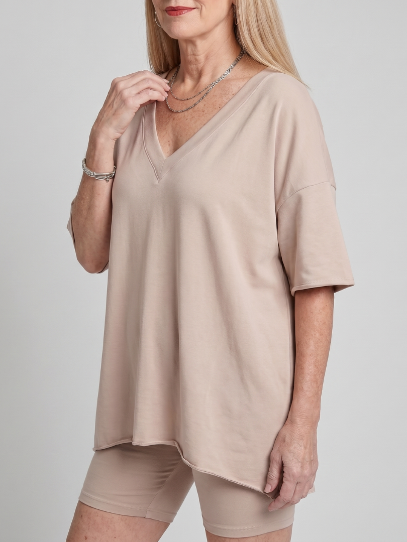Women's V-Neck Top And Shorts Set with Relaxed Fit