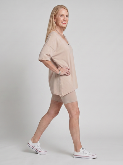 Women's V-Neck Top And Shorts Set with Relaxed Fit