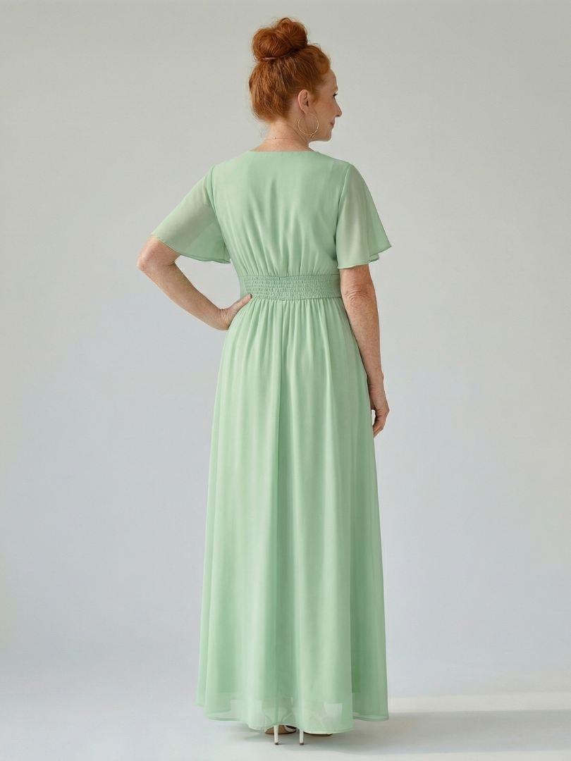 Women's Wrap Maxi Dress with V-Neck for Summer Days