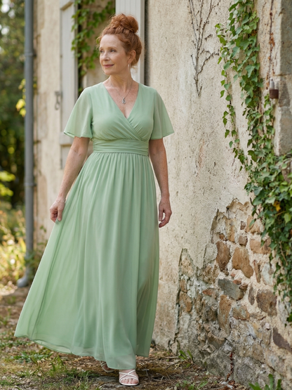 Women's Wrap Maxi Dress with V-Neck for Summer Days