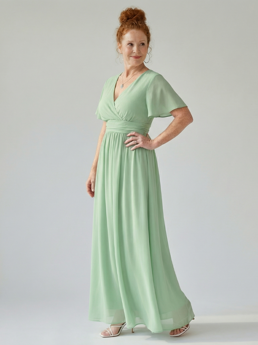 Women's Wrap Maxi Dress with V-Neck for Summer Days