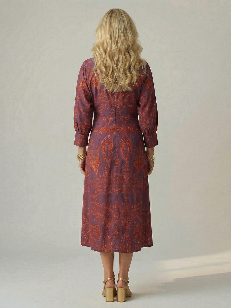 Women's Wrap Midi Dress with Diagonal Tie for Everyday Wear