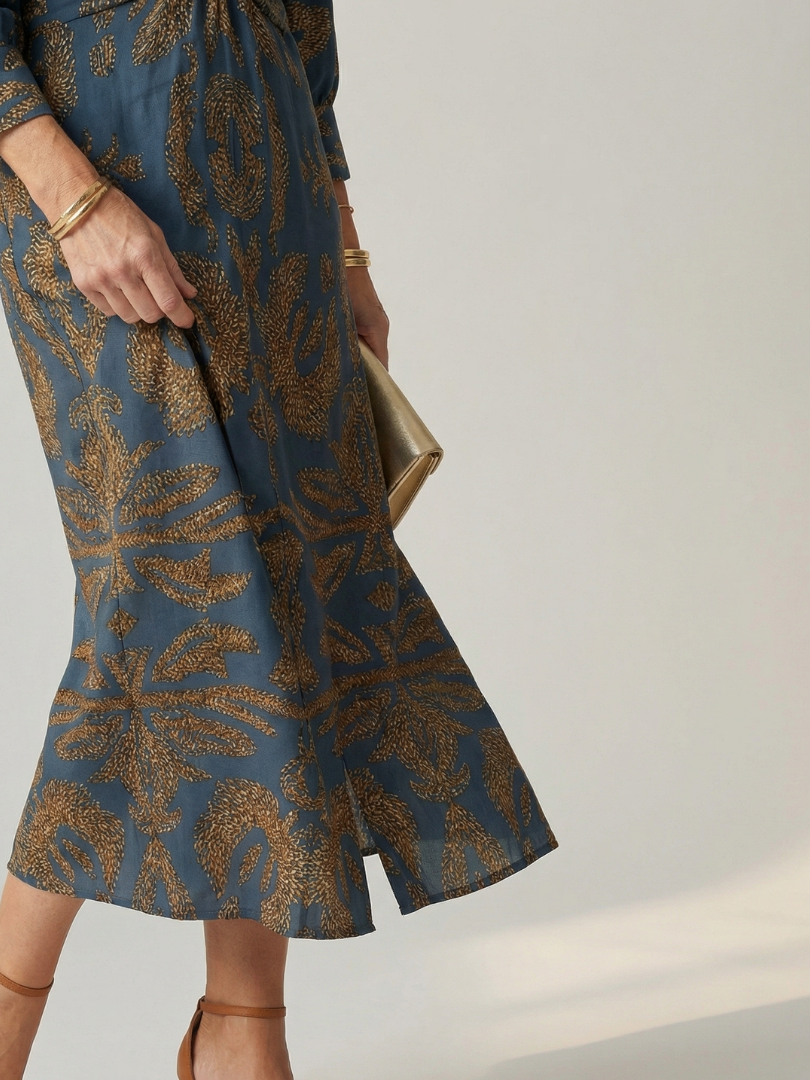 Women's Wrap Midi Dress with Diagonal Tie for Everyday Wear