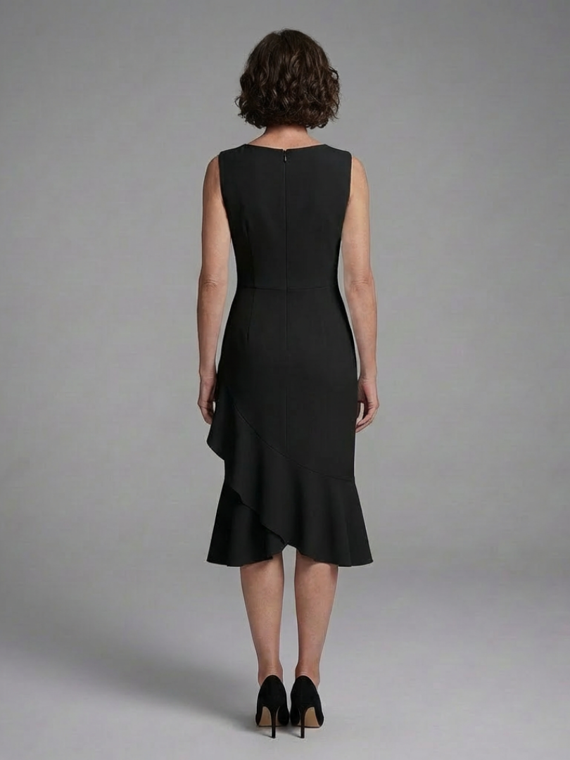 Women's Wrap Midi Dress with Draped Waist Detail for Formals