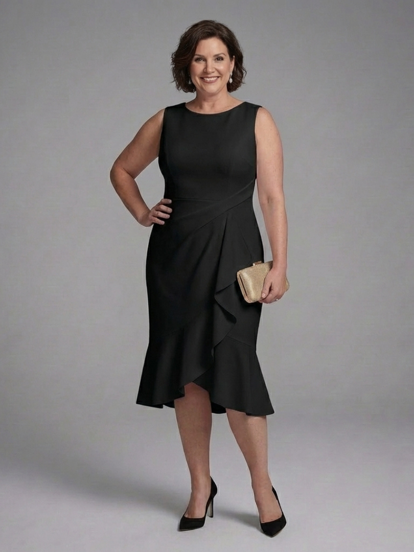 Women's Wrap Midi Dress with Draped Waist Detail for Formals