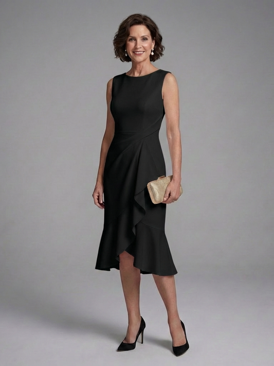 Women's Wrap Midi Dress with Draped Waist Detail for Formals