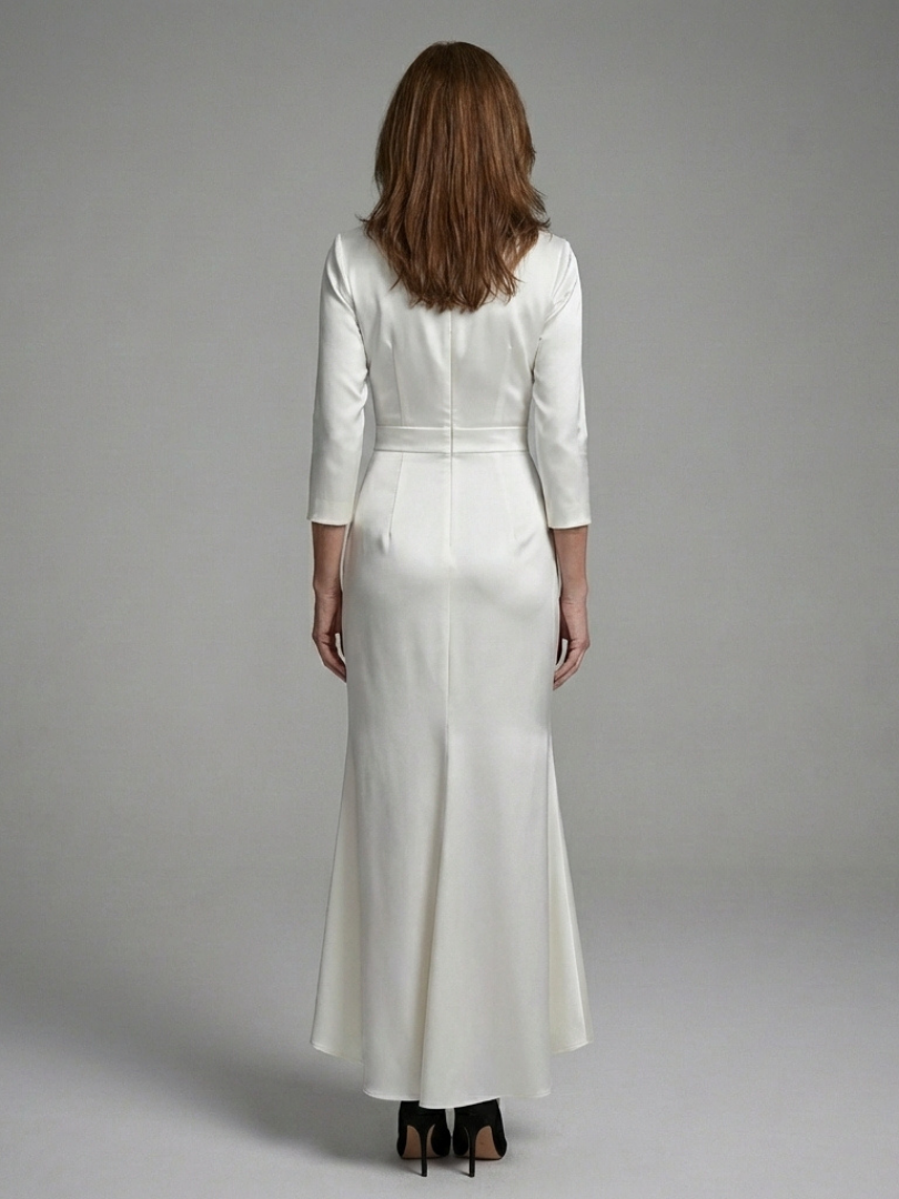 Women's Wrap Midi Dress with Long Sleeves for Formal Events