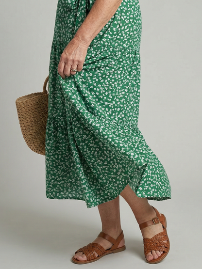 Women's Wrap Midi Dress with V-Neck for warm weather