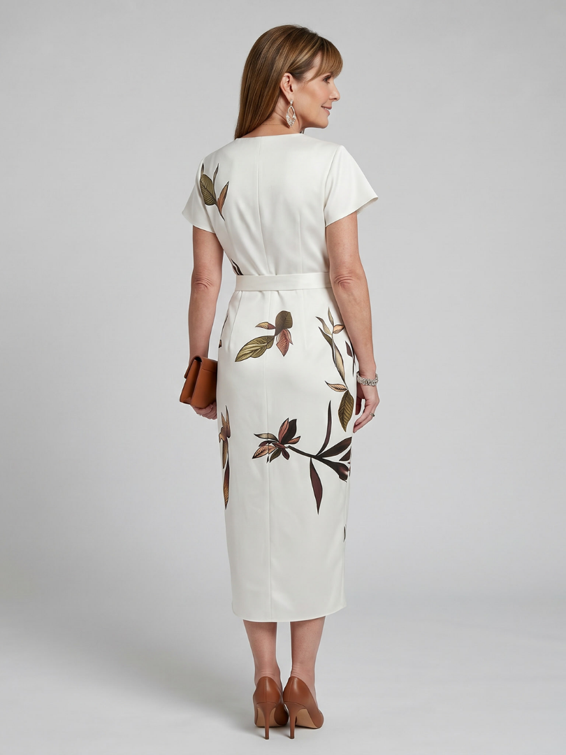 Women's Wrap Midi Dress with Waist Tie for Warm Days