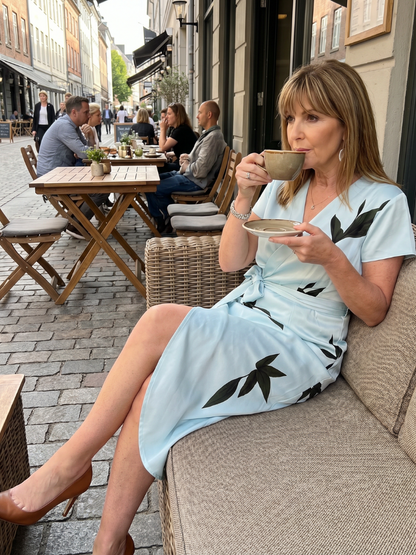 Women's Wrap Midi Dress with Waist Tie for Warm Days