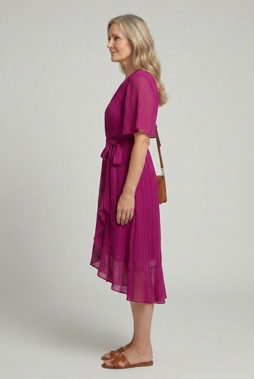 Women's Wrap Midi Dress with Waist Tie for Warm Summer Days
