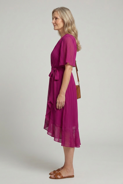 Women's Wrap Midi Dress with Waist Tie for Warm Summer Days