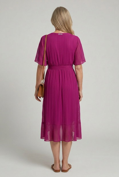 Women's Wrap Midi Dress with Waist Tie for Warm Summer Days