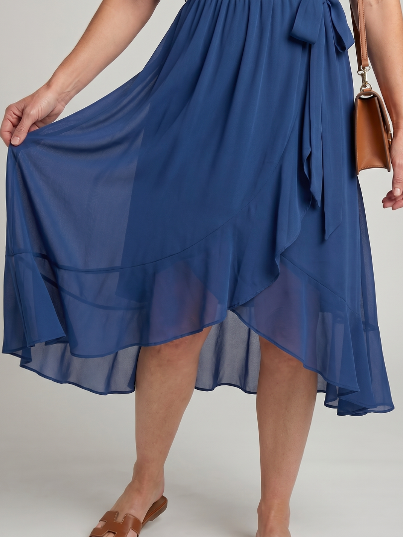 Women's Wrap Midi Dress with Waist Tie for Warm Summer Days