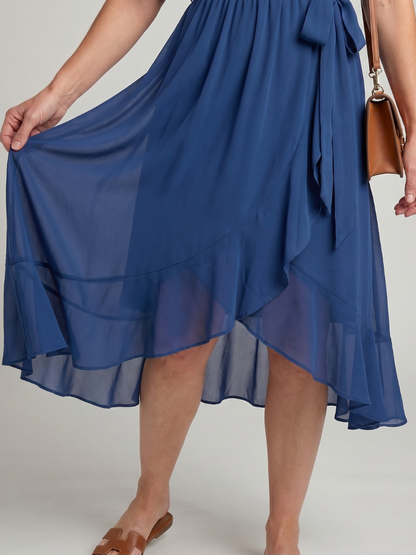 Women's Wrap Midi Dress with Waist Tie for Warm Summer Days