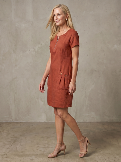 Women's Zip Neck Dress with Pocket Detail for Everyday Wear